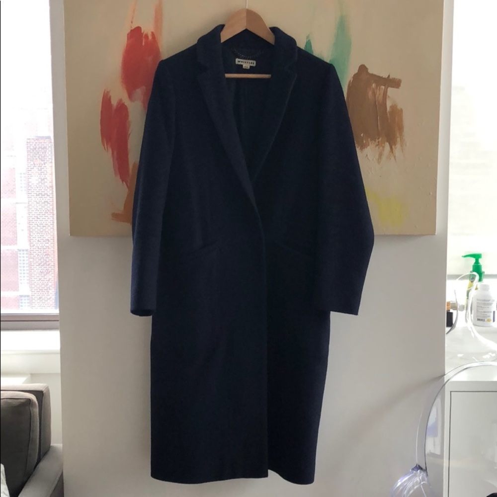 Whistles Long Navy Wool Coat